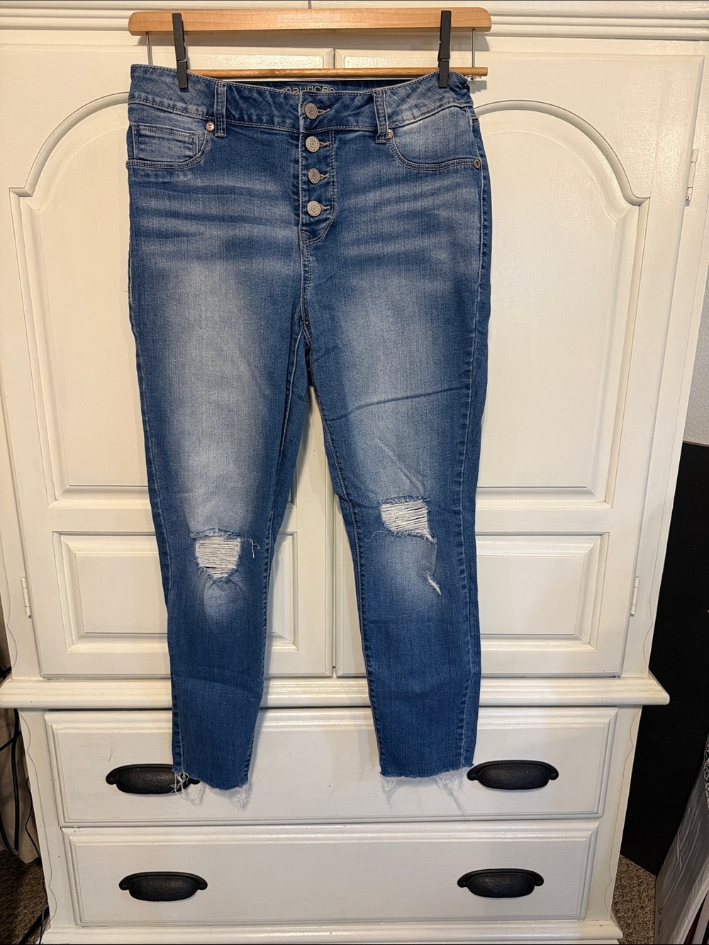 Maurices Distressed Cropped High-Rise Jeans - Blue